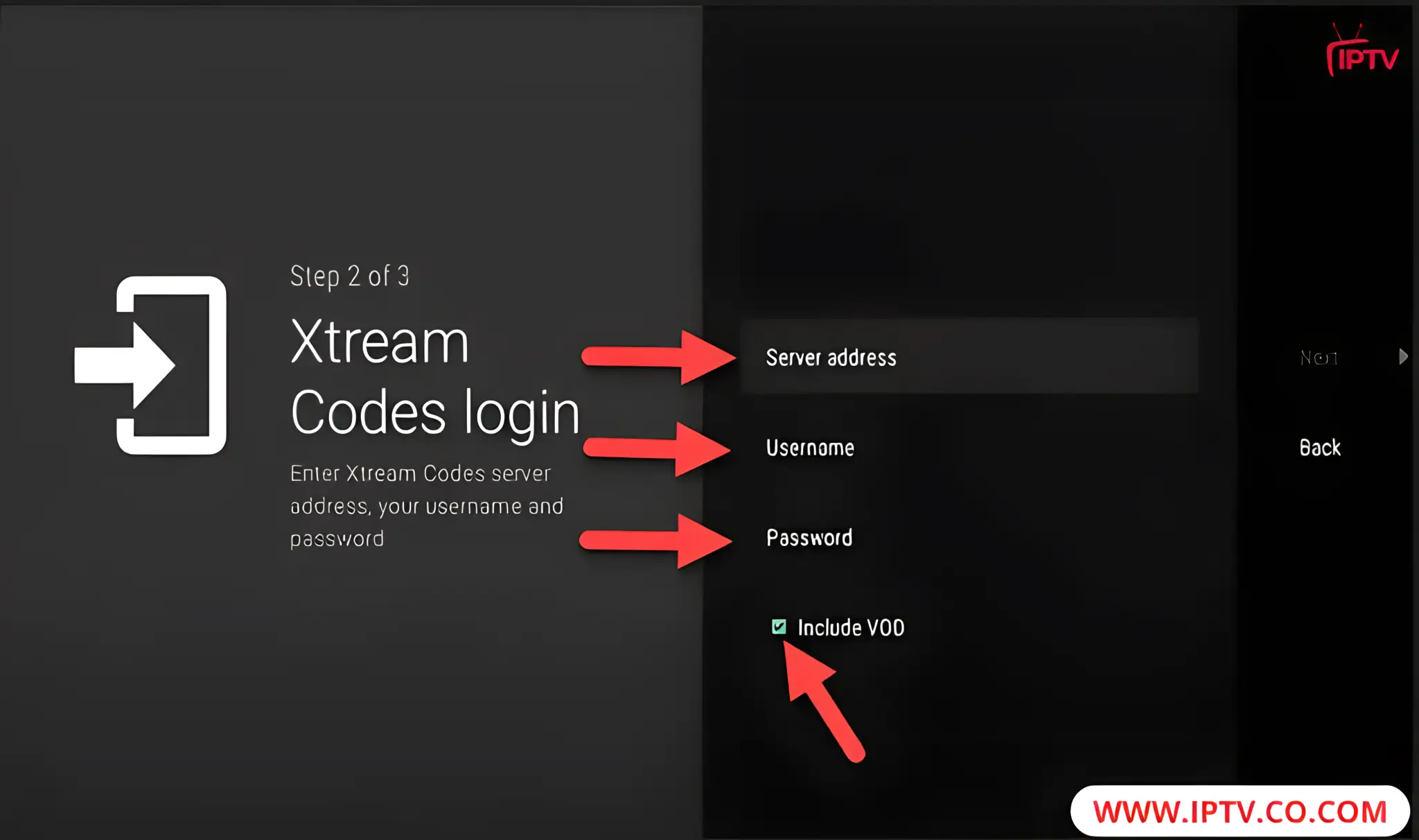 Enter the server URL, username, and password, then tap Next to continue.