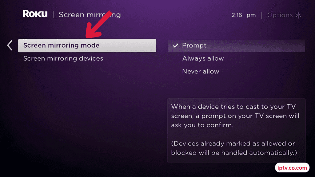 Find 'Screen Mirroring Mode'