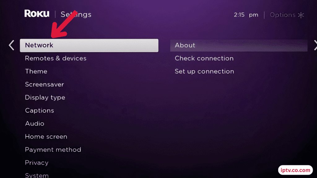 Navigate to the Network section