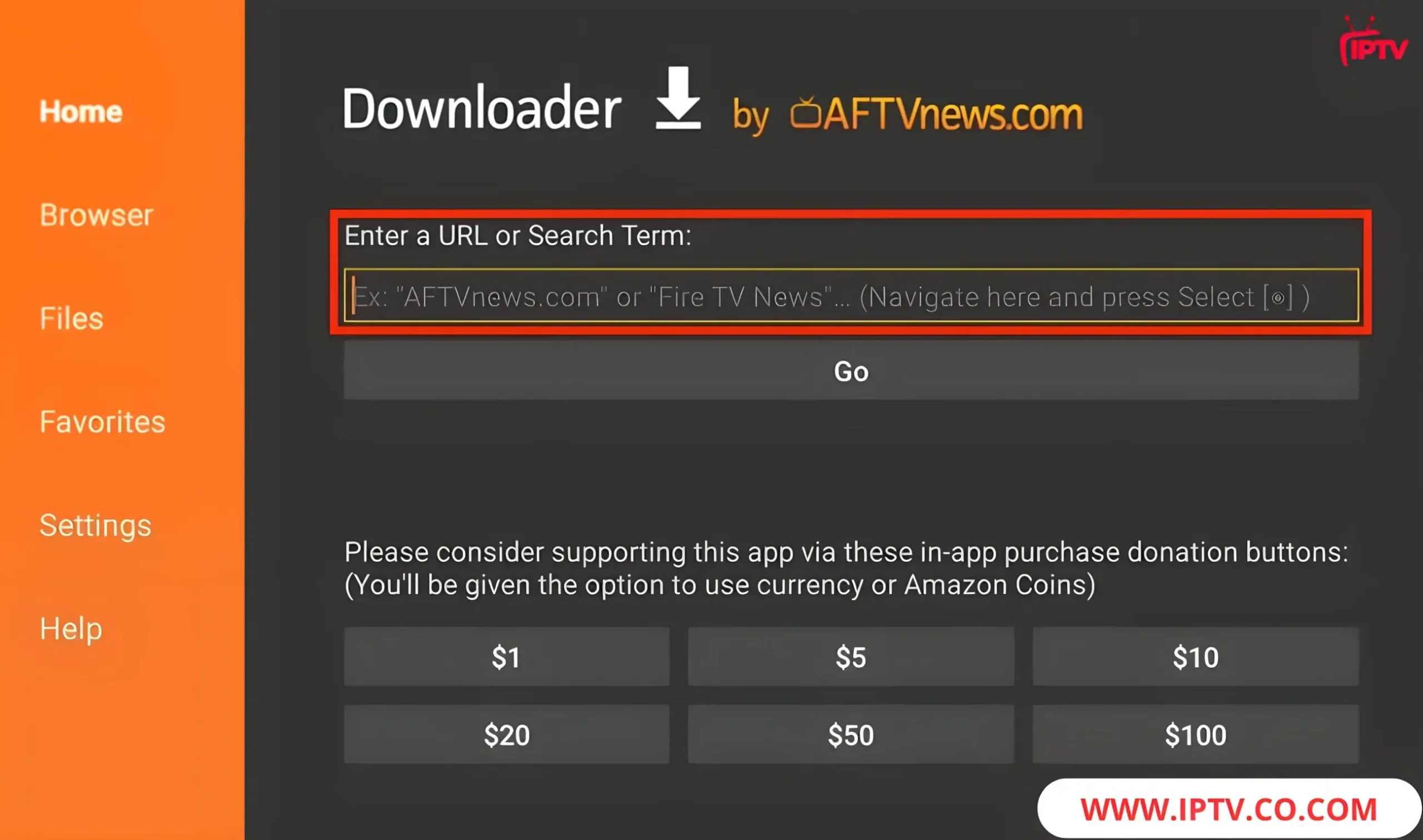 Launch the Downloader app