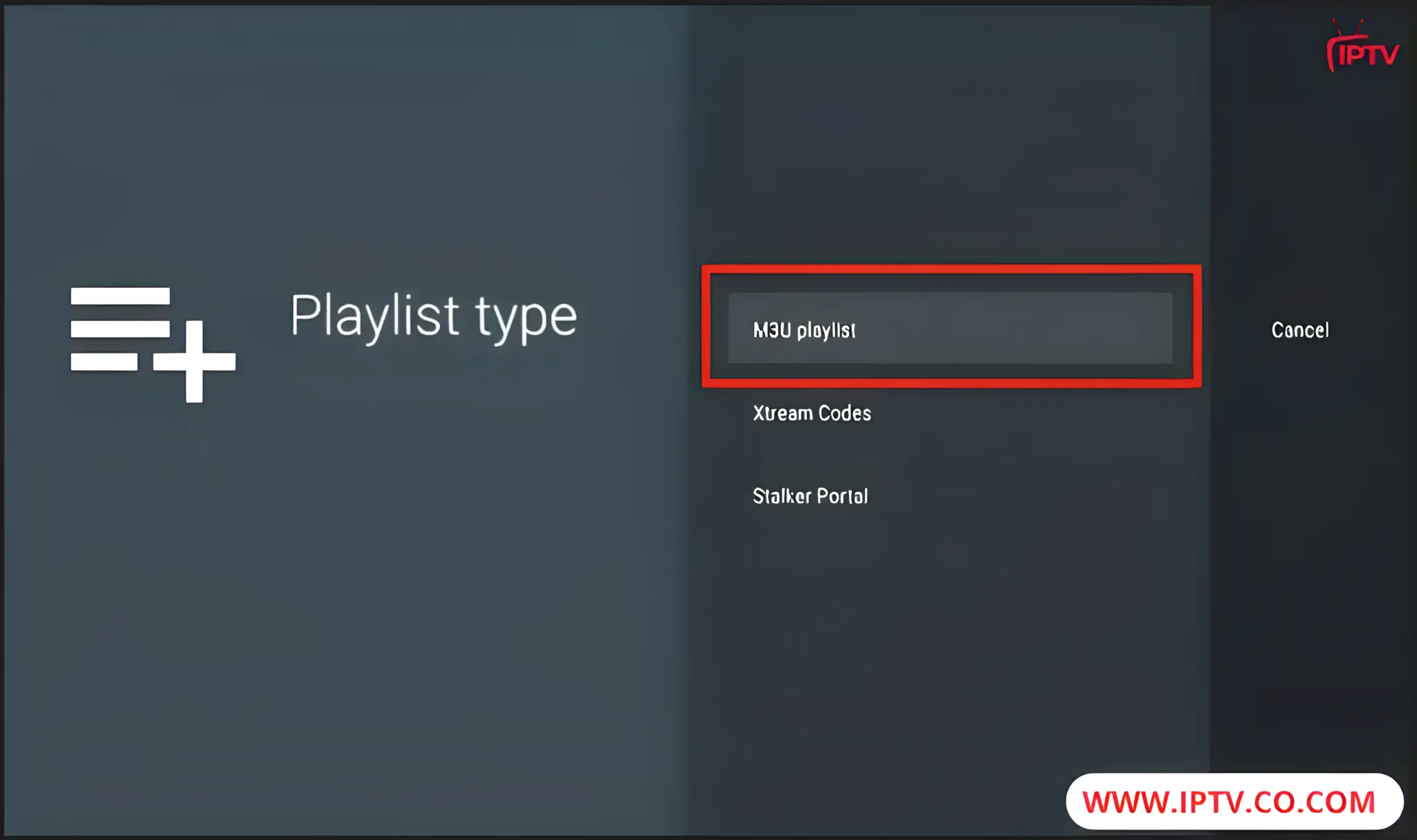 Selecting the M3U playlist