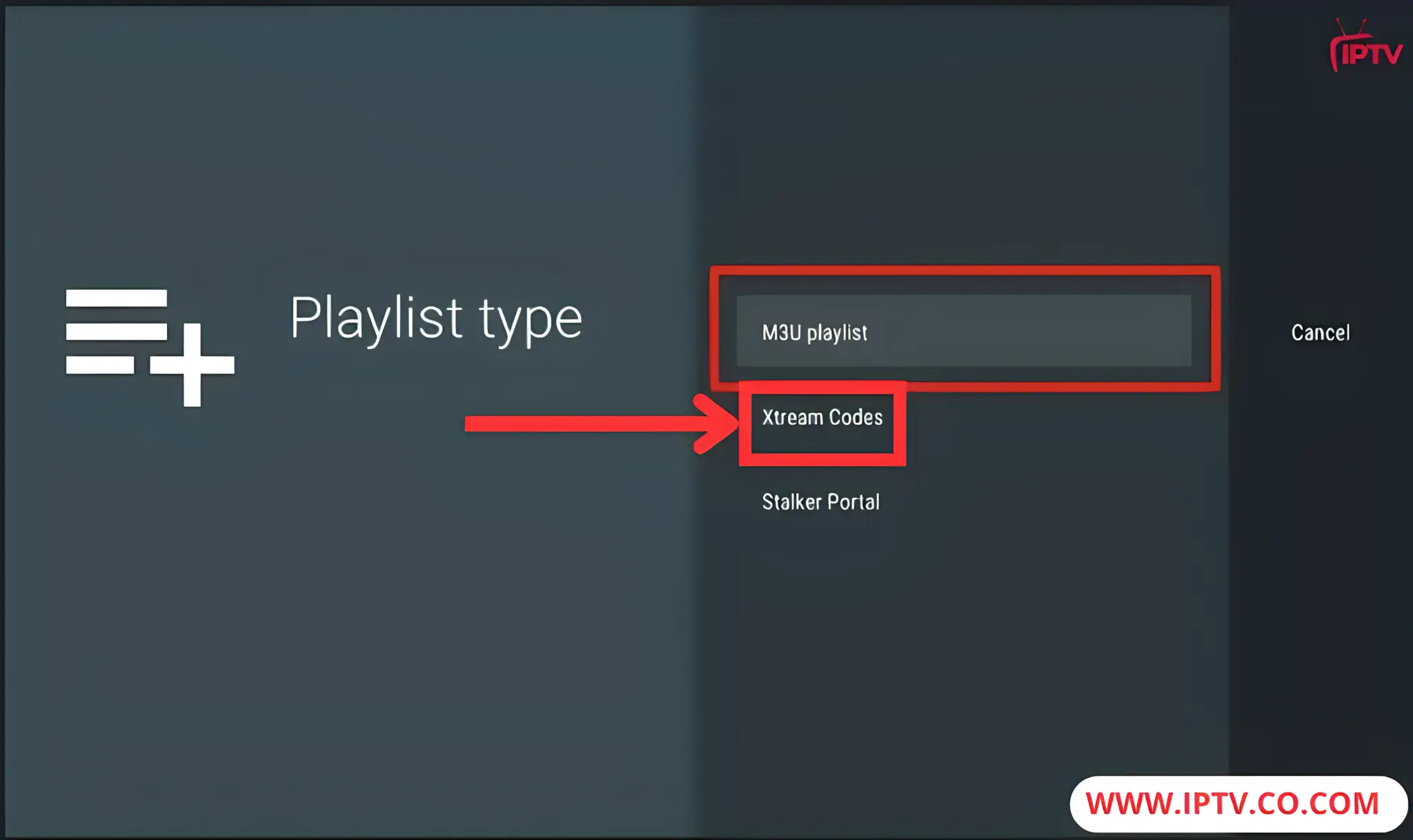 Selecting the Xtream Code