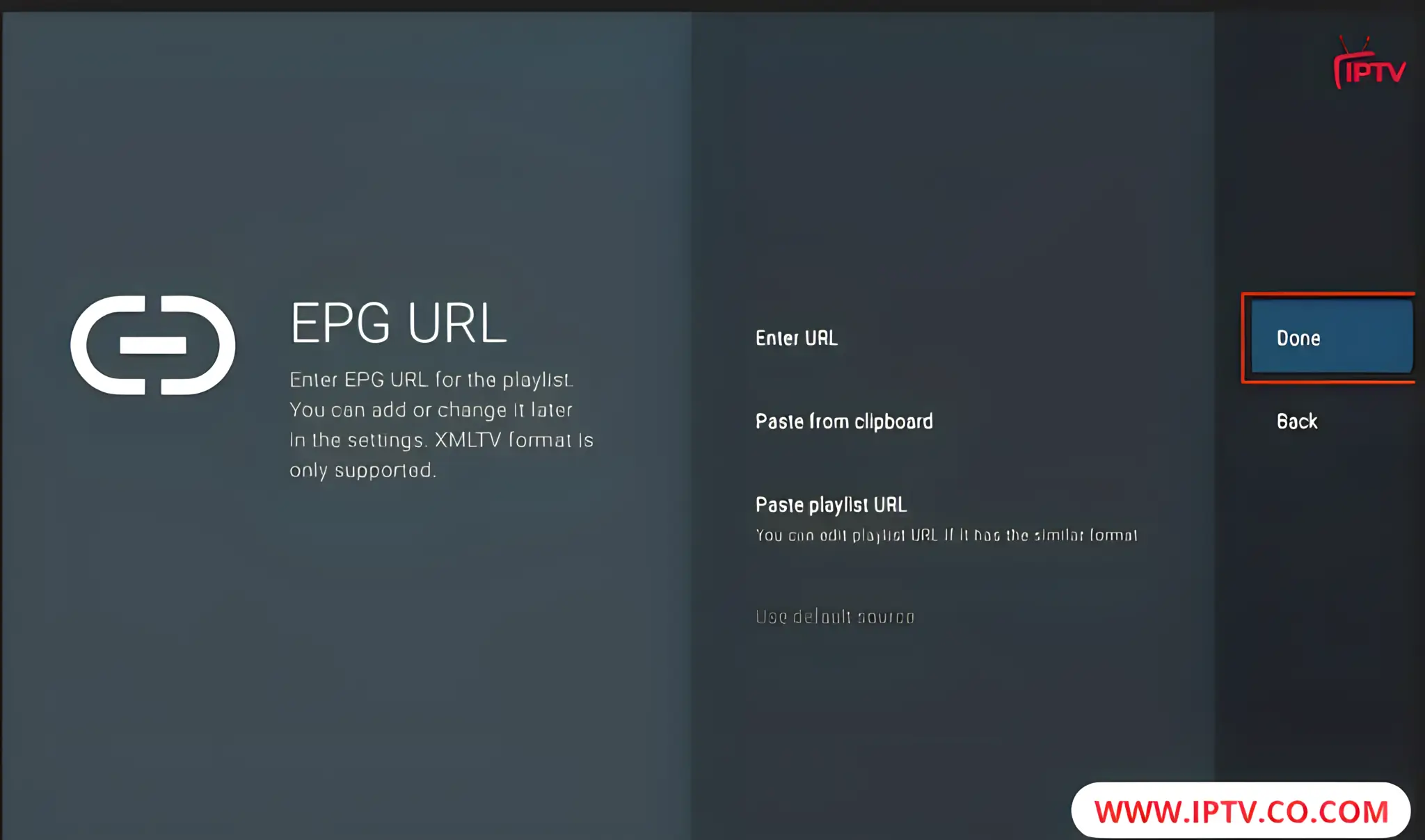 add EPG (Electronic Program Guide) URL