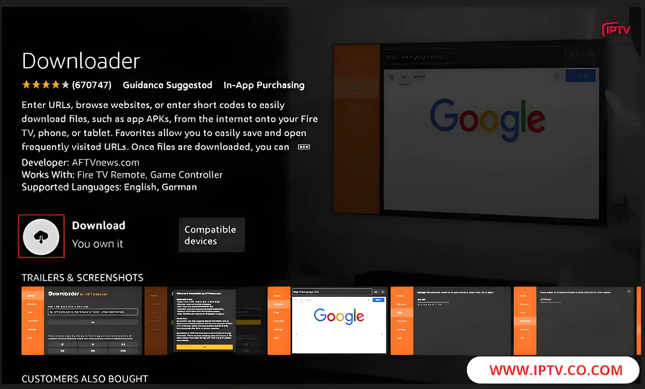 On the Downloader app page, click Get or Download. Wait a few moments for the app to install on your FireStick