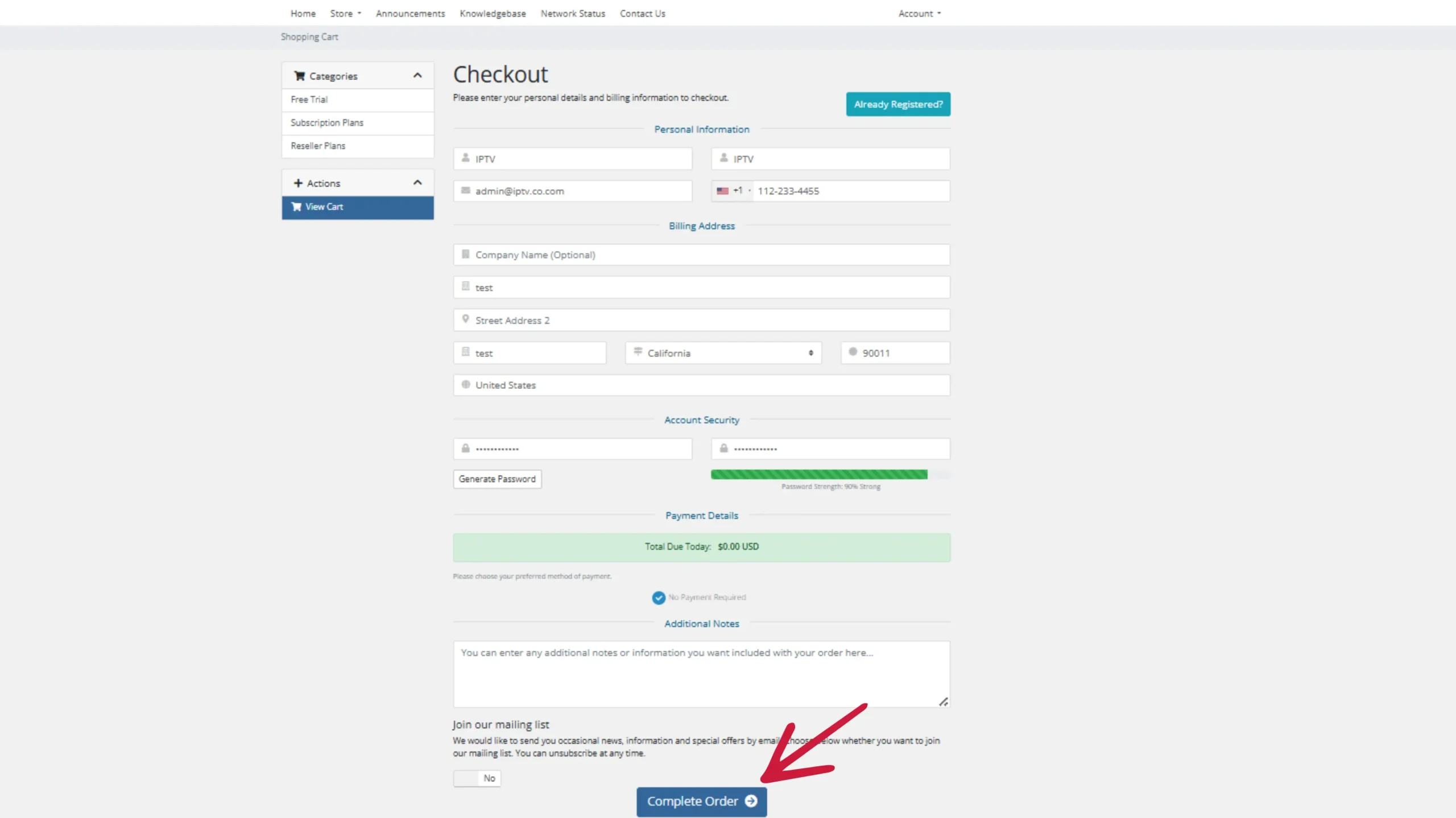 Enter your details and press complet order (2)