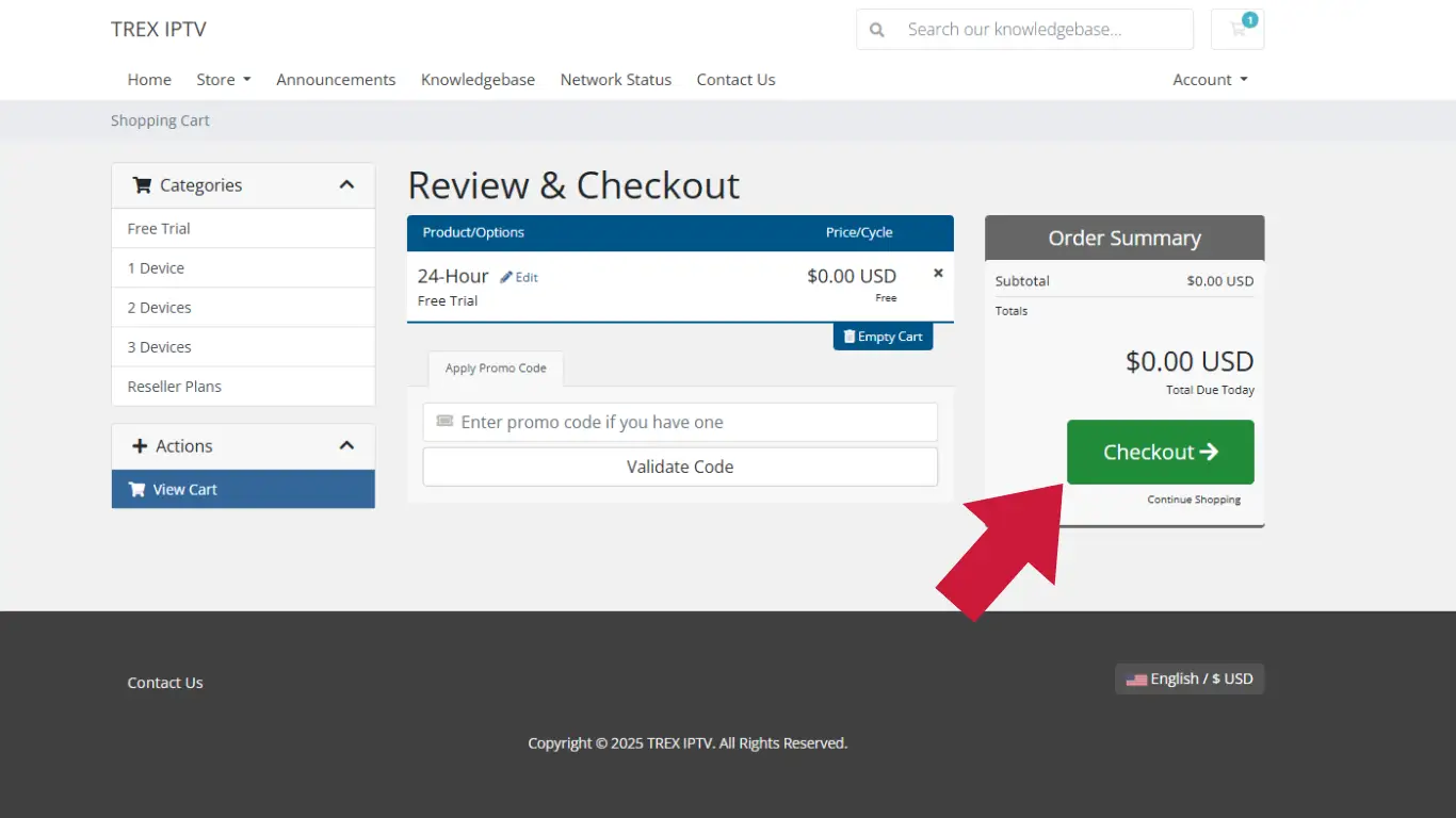 Click “Checkout.”
